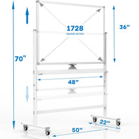 Pizarra blanca móvil de 48 x 36 pulgadas, grande, 360 °, caballete de tablero blanco ajustable con bloqueo de soporte sobre ruedas, magnético de doble cara, para oficina en casa, escuela, 15 páginas, soporte para almohadilla abatible