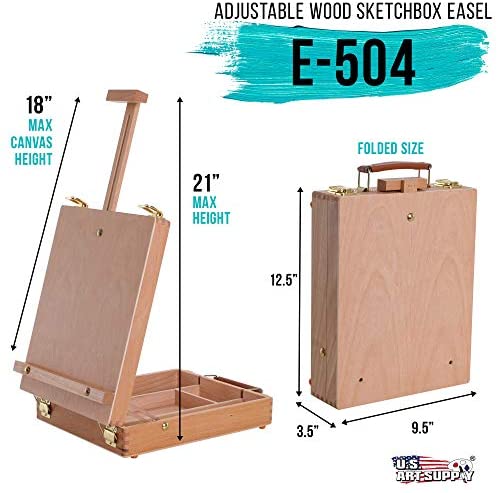 U.S. Art Supply Antigua - Caballete de madera ajustable para mesa de d