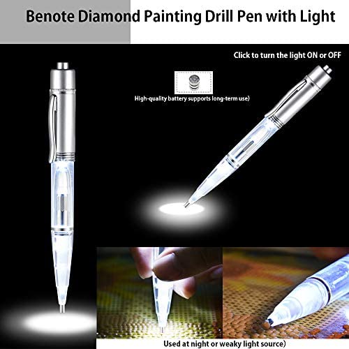 Accesorios y herramientas de arte de diamante, bolígrafo de taladro de  diamante 5D con bandeja de luz LED, accesorios de pintura de diamante para