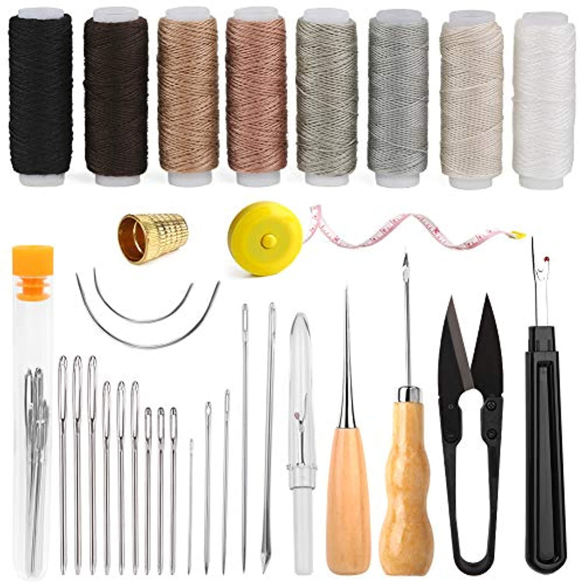 14 piezas de cuero mano costura artesanía conjunto básico cuero costura  reparación kit para coser zapatos bolsas DIY manualidades
