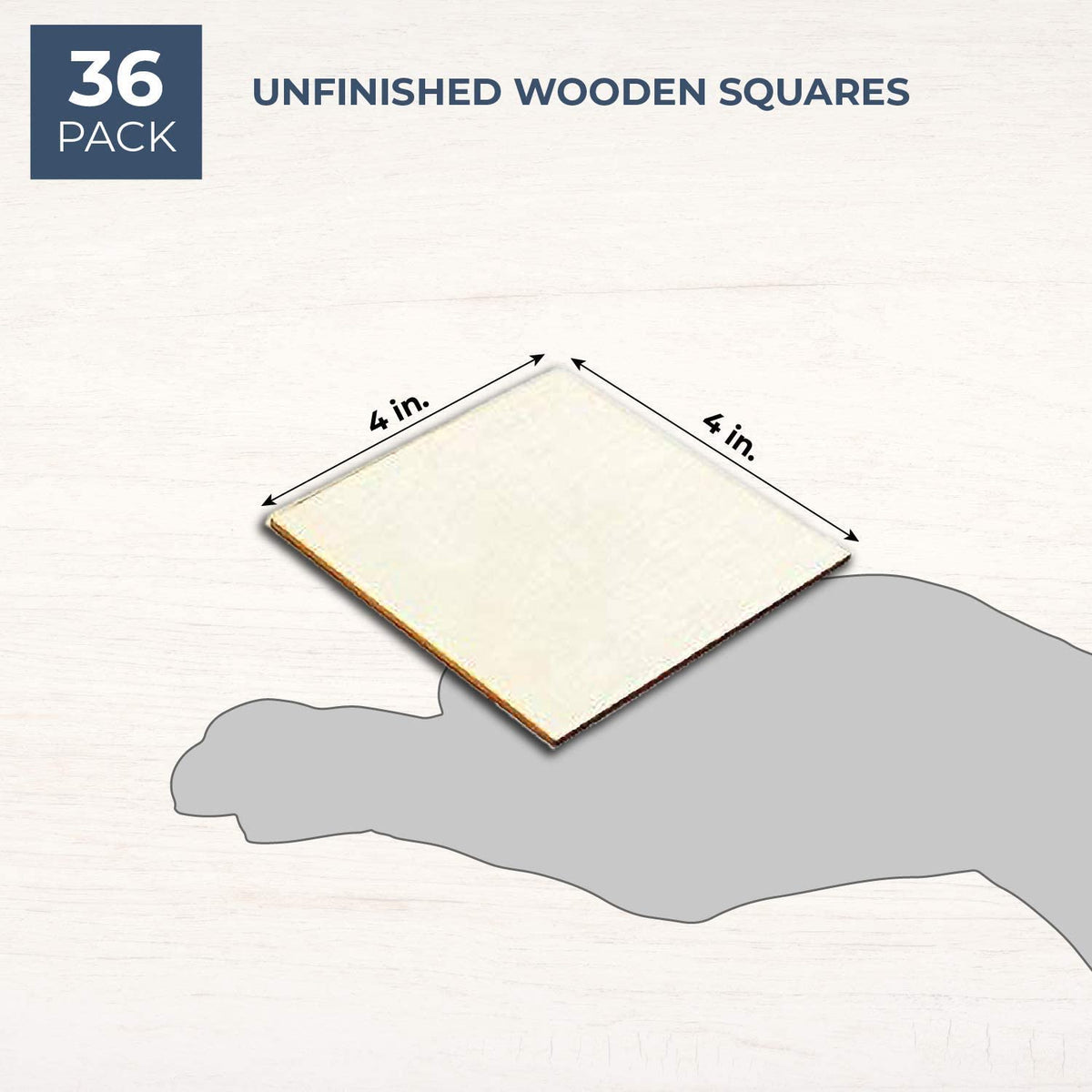 50 piezas de madera sin terminar de 4 x 4 pulgadas, cuadrados de madera en  blanco, recortes de madera para manualidades, azulejos recortados cuadrados