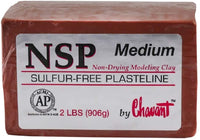 Chavant NSP Medium - 2 libras Arcilla escultora profesional a base de aceite sin azufre, color marrón - Arteztik