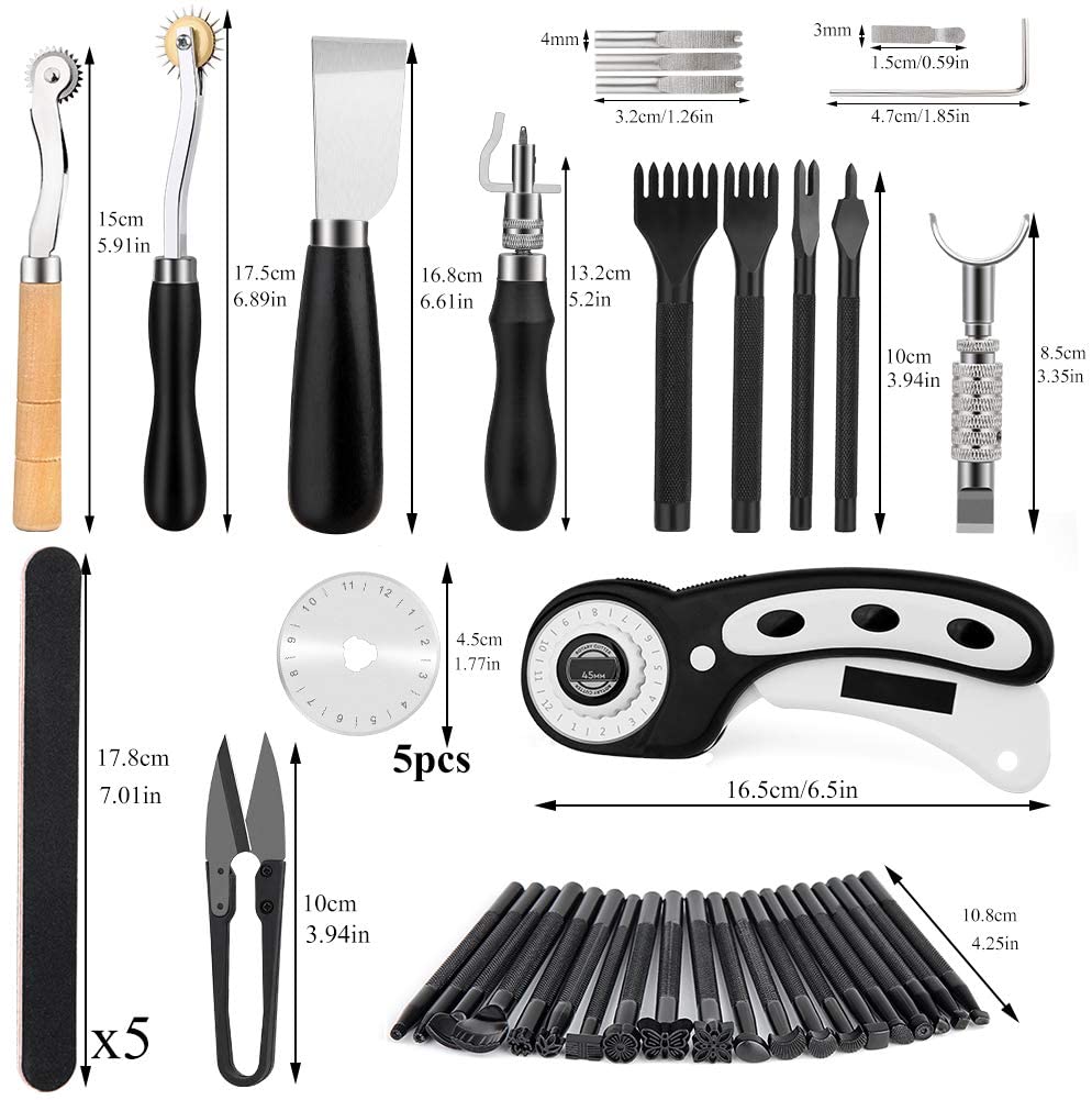 Krachtige Leather Craft Work Tool Kit Leather rivet tool with wax thread  Rotary knives for leather making