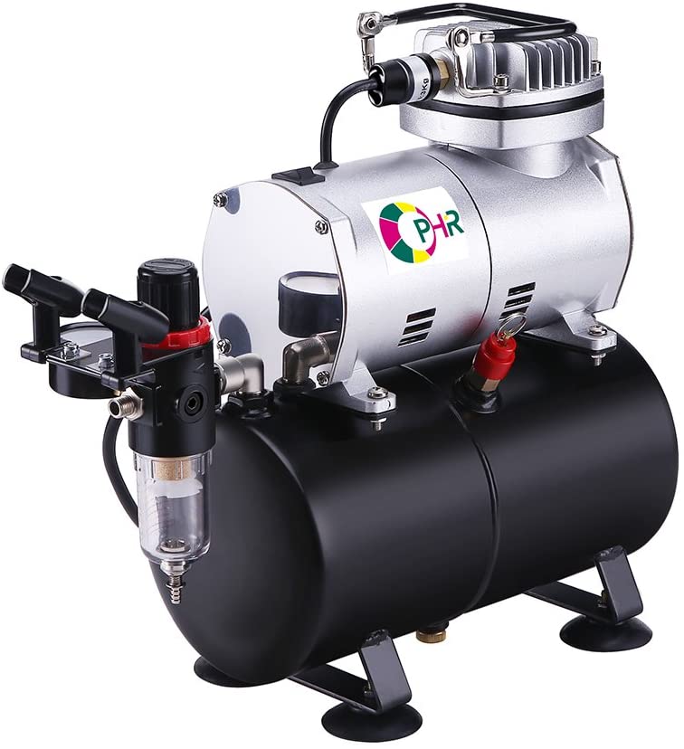 Kit de compresor de aire, compresor de aire de aerógrafo duradero portátil  G1/8 pulgadas AC100‑240V ABS para pintar para tatuaje (blanco)