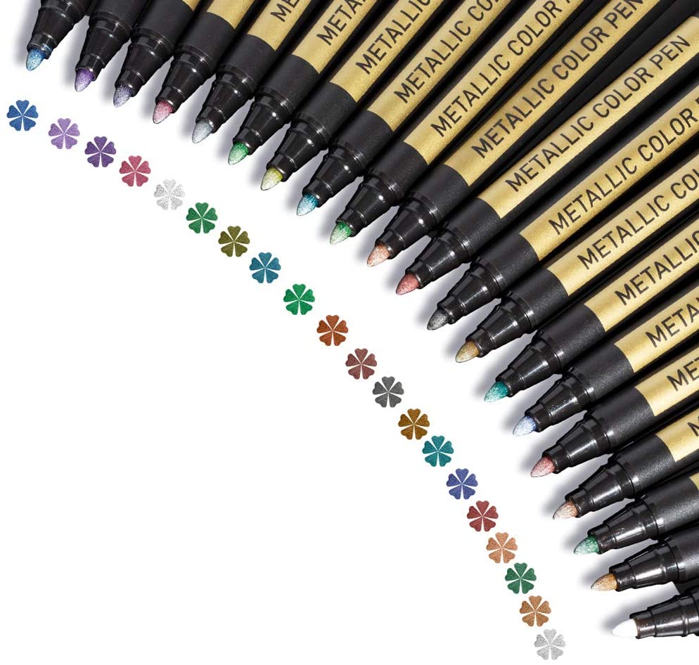 Metallic Paint Markers Pens Set: 20 Colors Paint Pen Craft Markers