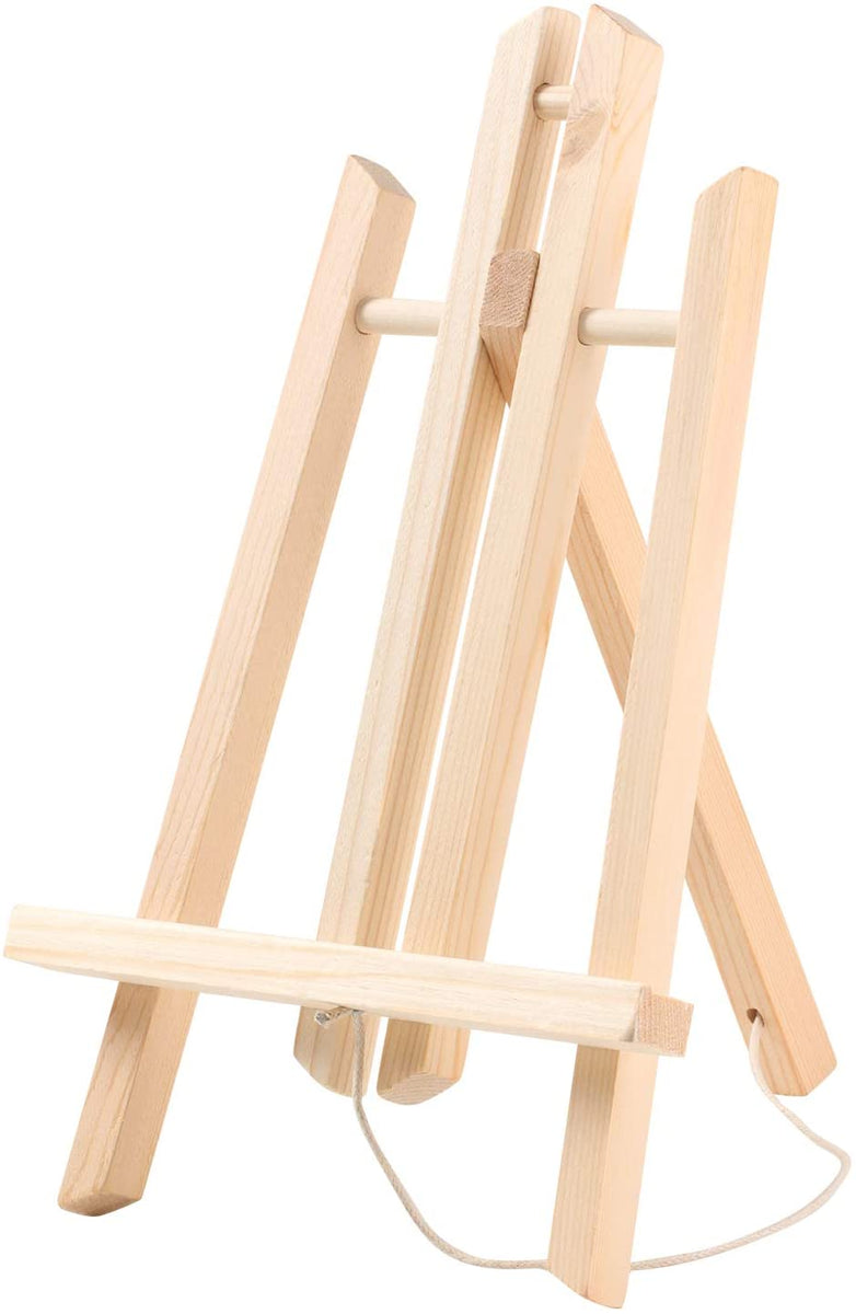 Aneco Paquete de 12 caballetes de madera natural plegables con marco en  forma de A, caballete de madera ajustable, caballete de mesa, caballete de