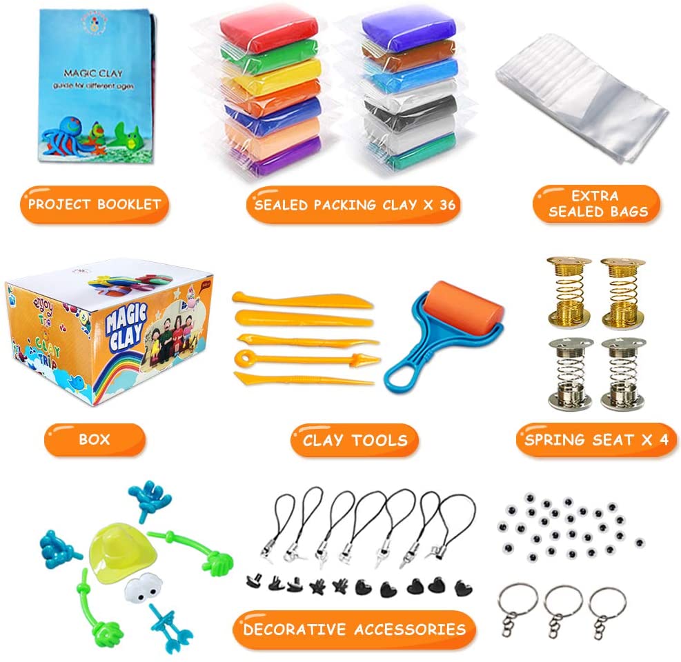 Xiosag Kit de arcilla seca al aire 50G, arcilla de modelado de 24 colores  para niños, suministros de arcilla de moldeo con herramientas de molde y