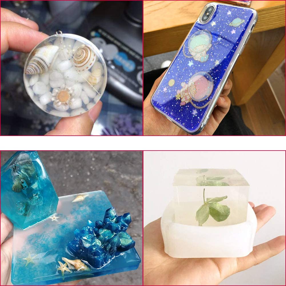 Resina epoxi de resina de cristal transparente y endurecedor Kit de  fundición de resina epoxi para joyería de arte, manualidades, revestimiento  de