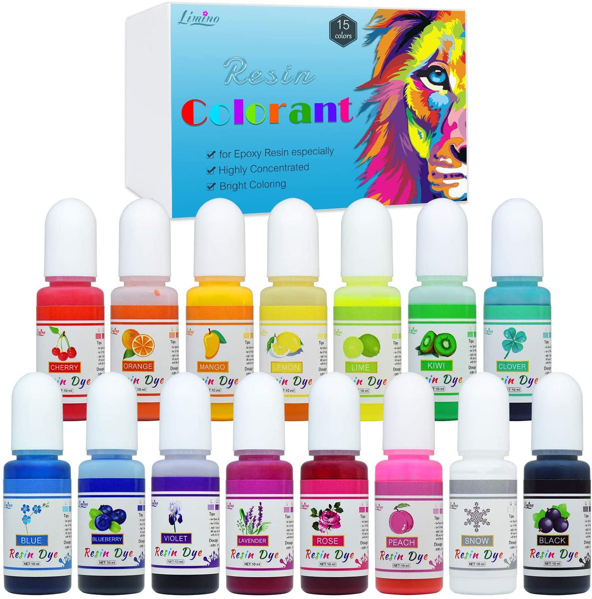 Pigmento de resina epoxi – Tinte de resina epoxi líquida de 15 colores –  Colorante de resina epoxi altamente concentrado para colorear resina arte