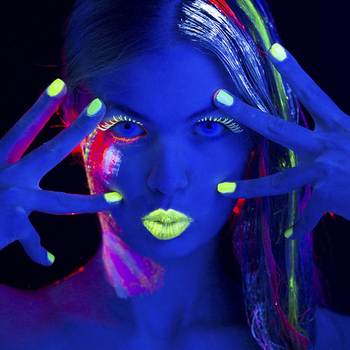 Pintura metálica de neón UV para rostro y cuerpo (6 botellas de 0.75 onzas  cada una) – Pintura fluorescente reactiva brillante para maquillaje a la