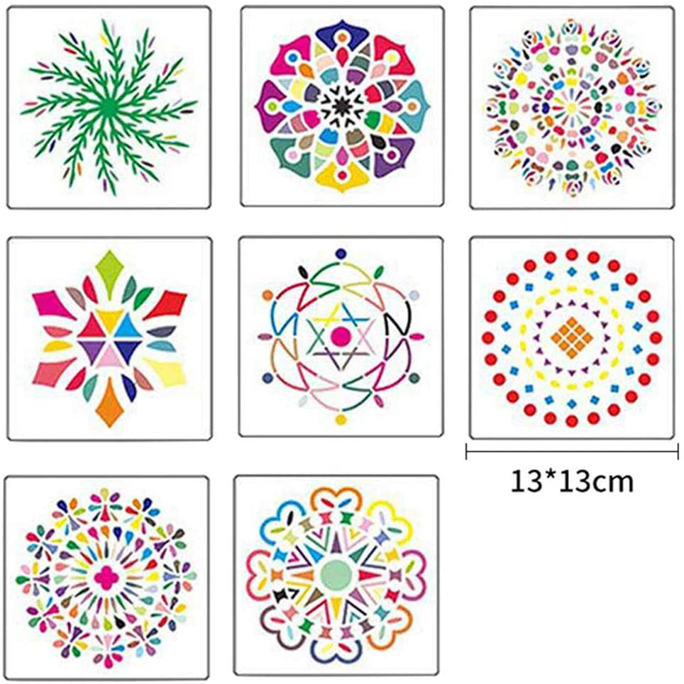 Juego de 58 herramientas de punteo para pintar mandalas, incluye estarcillo  de mandala, lápiz óptico, bandeja de pintura acrílica y bolsa de