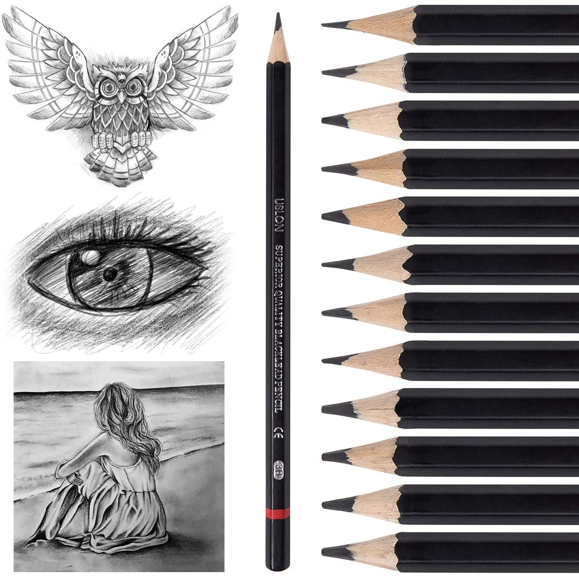 Bursarth - Lápices de dibujo para dibujar, paquete de 12, lápices de  dibujo, lápices de arte, lápices de grafito, lápices de grafito para  dibujo