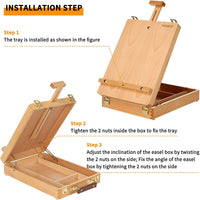 MEEDEN Juego de 46 piezas de pintura al óleo profesional con caja de caballete de mesa de madera, juego de pinceles con limpiador de pinceles de acero inoxidable, taza de paleta, paneles de lona y otros suministros de pintura
