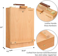 MEEDEN Juego de 46 piezas de pintura al óleo profesional con caja de caballete de mesa de madera, juego de pinceles con limpiador de pinceles de acero inoxidable, taza de paleta, paneles de lona y otros suministros de pintura