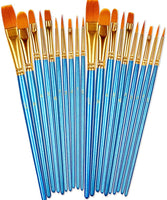 BOSOBO Juego de 2 pinceles de pintura de punta redonda para pinturas, de nailon para artistas de pintura acrílica, acuarela, arte facial, detalles en miniatura y pintura roca, azul - Arteztik