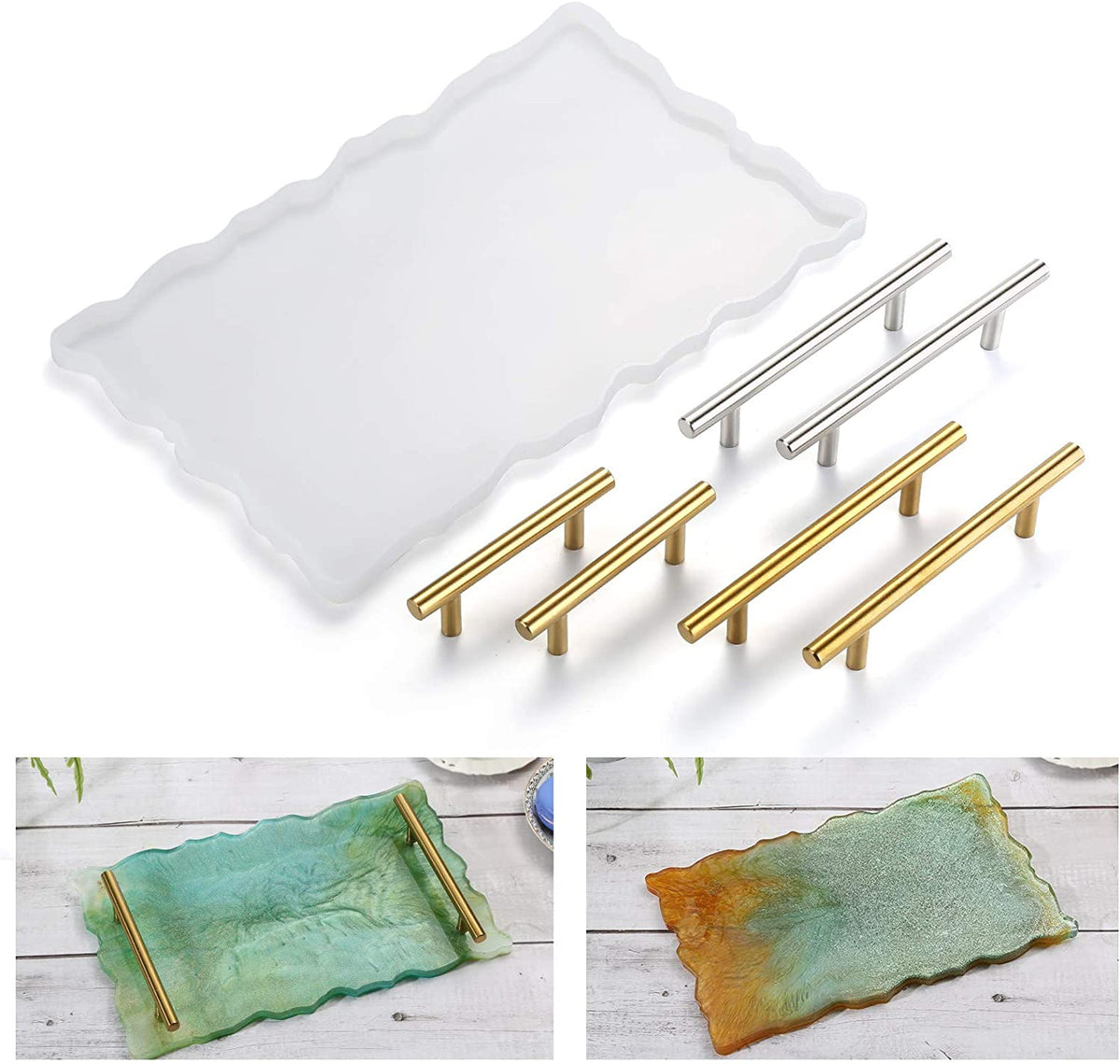 Moldes de bandeja de silicona para resina epoxi, molde de fundición de  resina epoxi rectangular para manualidades, tablero de servicio, molde de  mesa