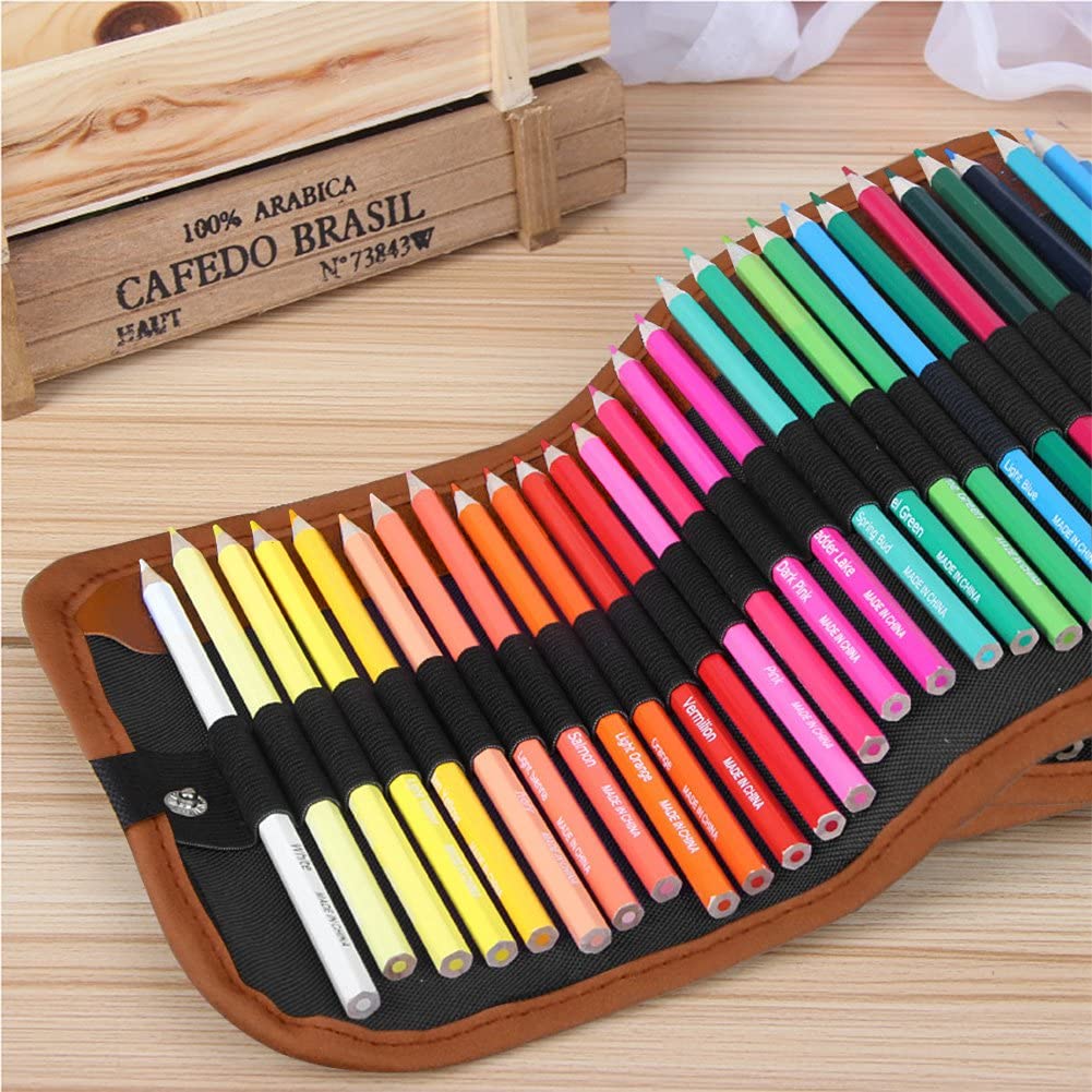 Showvigor Nuevo lapices colores con 2 rollo de lápiz, 20 lápiz de madera para  niños, juego