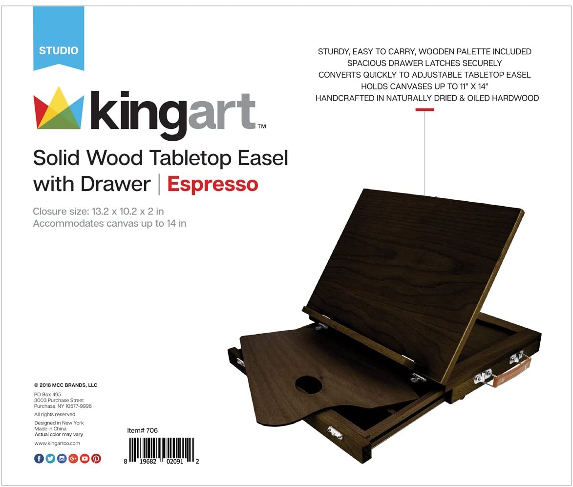 KINGART 741N Caballete de mesa con marco en A, con capacidad para lienzo de  hasta 27 pulgadas, madera maciza, plegable, portátil y ajustable, para