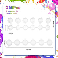 200 tiras/1200 botes mini, tiras de pintura vacías, botes de pintura de plástico transparente botes de pintura de pintura de arte recipientes de almacenamiento para el aula escolar de arte y suministros de festivales de artesanía (5ml)