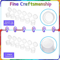 200 tiras/1200 botes mini, tiras de pintura vacías, botes de pintura de plástico transparente botes de pintura de pintura de arte recipientes de almacenamiento para el aula escolar de arte y suministros de festivales de artesanía (5ml)