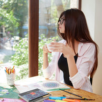 Arteza Adult Coloring Book, 6.4 x 6.4 Inches, Mandala Designs, 72 Sheets, 100 lb Paper, Detachable Pages, Black Outlines, Art Supplies for Relaxing, Reflecting, and Decompressing