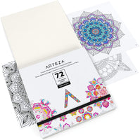 Arteza Adult Coloring Book, 6.4 x 6.4 Inches, Mandala Designs, 72 Sheets, 100 lb Paper, Detachable Pages, Black Outlines, Art Supplies for Relaxing, Reflecting, and Decompressing