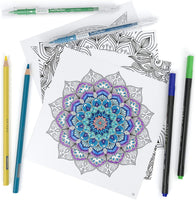 Arteza Adult Coloring Book, 6.4 x 6.4 Inches, Mandala Designs, 72 Sheets, 100 lb Paper, Detachable Pages, Black Outlines, Art Supplies for Relaxing, Reflecting, and Decompressing