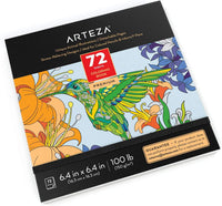 Arteza Libro de colorear para adultos, 6.4 x 6.4 pulgadas, 72 hojas de diseños, hojas de colorear desmontables de tamaño de viaje de 100 libras, suministros de arte para relajarse