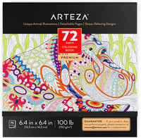 Arteza Libro de colorear para adultos, 6.4 x 6.4 pulgadas, 72 hojas de diseños, hojas de colorear desmontables de tamaño de viaje de 100 libras, suministros de arte para relajarse