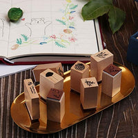 Dizdkizd 19 piezas de sellos de goma de madera, plantas y flores, decoración de madera montada sellos de goma para manualidades, tarjetas y álbumes de recortes - Arteztik