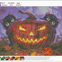 Halloween Decorations DIY 5D Diamond Painting by Number Kits Full Drill Rhinestone Pictures Painting Arts Craft for Home Wall Decor (12” x 10”,Halloween Pumpkin) - Arteztik