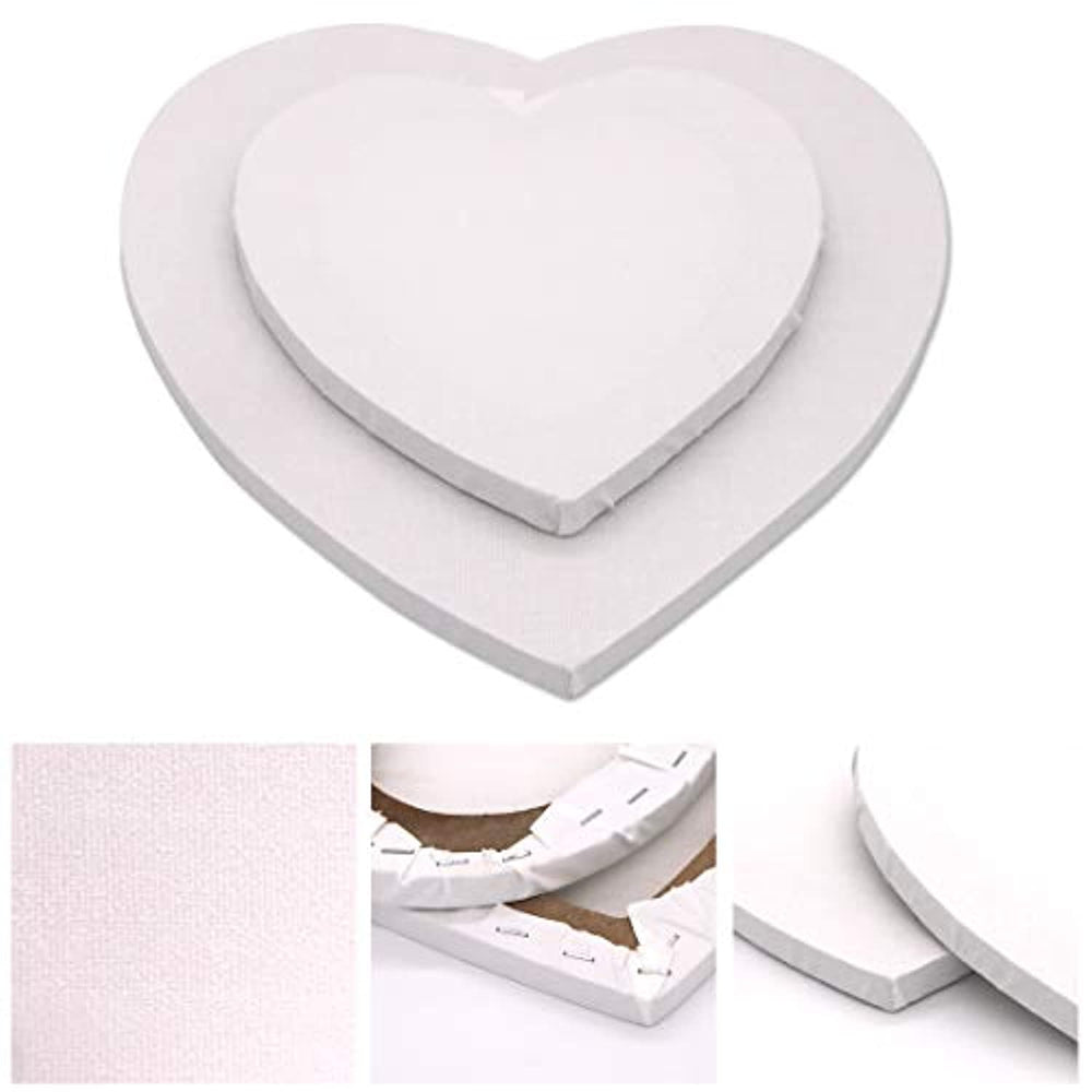 Lienzo estirado en forma de corazón de algodón tablero de pintura blanco blanco marco arte arte arte arte conjunto conjunto de 2 (20/11.8 in) para pintura acrílica vertir pintura al óleo artista medios - Arteztik