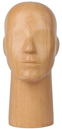 DE-LIANG maniquí de cabeza de madera para hacer sombreros, modelos de cabeza masculina para gafas, auriculares, visualización de madera de haya, color madera natural - Arteztik