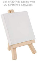 Creative Mark - Mini lienzo estirado blanco y caballete de madera natural para pinturas pequeñas, 3.0 x 3.0 in, 20 unidades, perfecto para pintar o exhibir manualidades de pequeña escala - Arteztik
