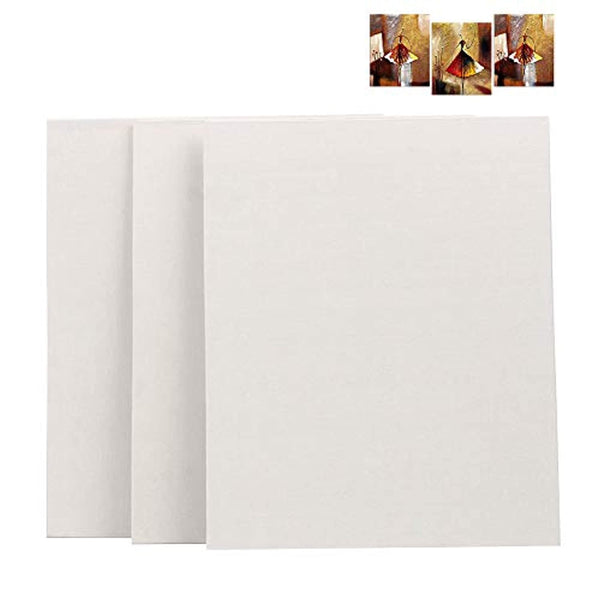 Yazi - Juego de 3 tablas de lienzo de color blanco con gancho pequeño, rectangular, lacado, para niños y adultos - Arteztik