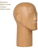 DE-LIANG maniquí de cabeza de madera para hacer sombreros, modelos de cabeza masculina para gafas, auriculares, visualización de madera de haya, color madera natural - Arteztik
