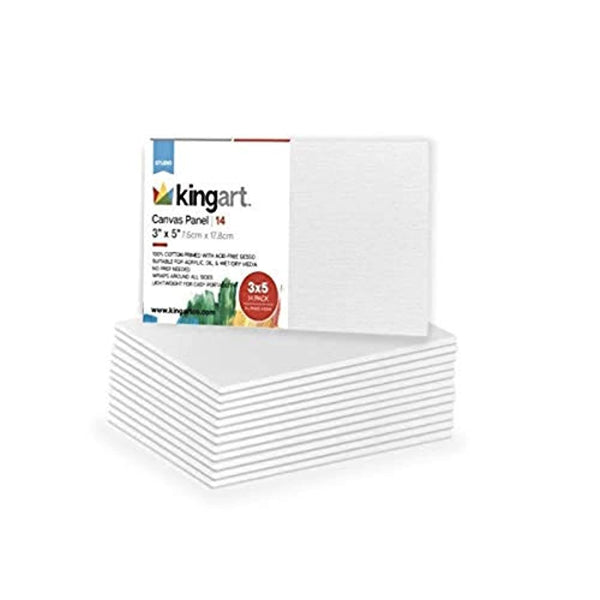 KINGART - Paneles de lienzo (3.0 x 5.0 in, 14 unidades), color blanco - Arteztik