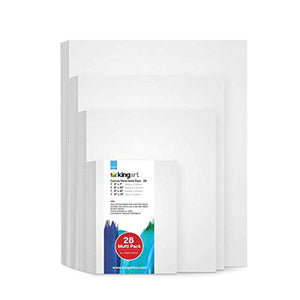 KINGART 830-28 Multi Pack | 28-Pack (7 cada uno-5x7, 8x10, 9x12, 11x14) Paneles de lona, color blanco 28 piezas - Arteztik