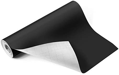 Rollo de vinilo negro brillante con respaldo adhesivo reposicionable de 12  pulgadas x 50 pies para cortadores de manualidades, perforadores y