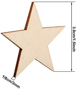 500 piezas de madera sin terminar en forma de estrella de Navidad, piezas de madera en blanco, adornos de madera para proyectos de manualidades y decoración (1.0 in) - Arteztik