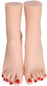 ZHY - 1 par de maniquí de silicona para mujer, tamaño real, con diseño de hueso, para joyas, sandalias, calcetines, exhibiciones, arte con uñas rojas - Arteztik