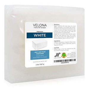 Velona - Base de jabón para derretir y verter de 2 libras de color blanco | Libre de SLS/SLES | Barras naturales para el mejor resultado para hacer jabón - Arteztik