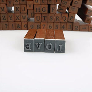 Juego de 70 sellos de madera con letras del alfabeto y número de bricolaje, con caja de madera - Arteztik