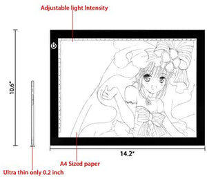 LITENERGY - Caja de luz LED de seguimiento A4, color rosa, ultrafina, ajustable, USB, para dibujo de tatuajes, streaming, bocetos, animación, estenciling - Arteztik