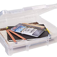 ArtBin 6912AB Essentials Caja de 12 x 12 pulgadas, organizador de arte y manualidades, [1] estuche de almacenamiento de plástico, transparente, 14.125 x 13.625 x 3 pulgadas - Arteztik