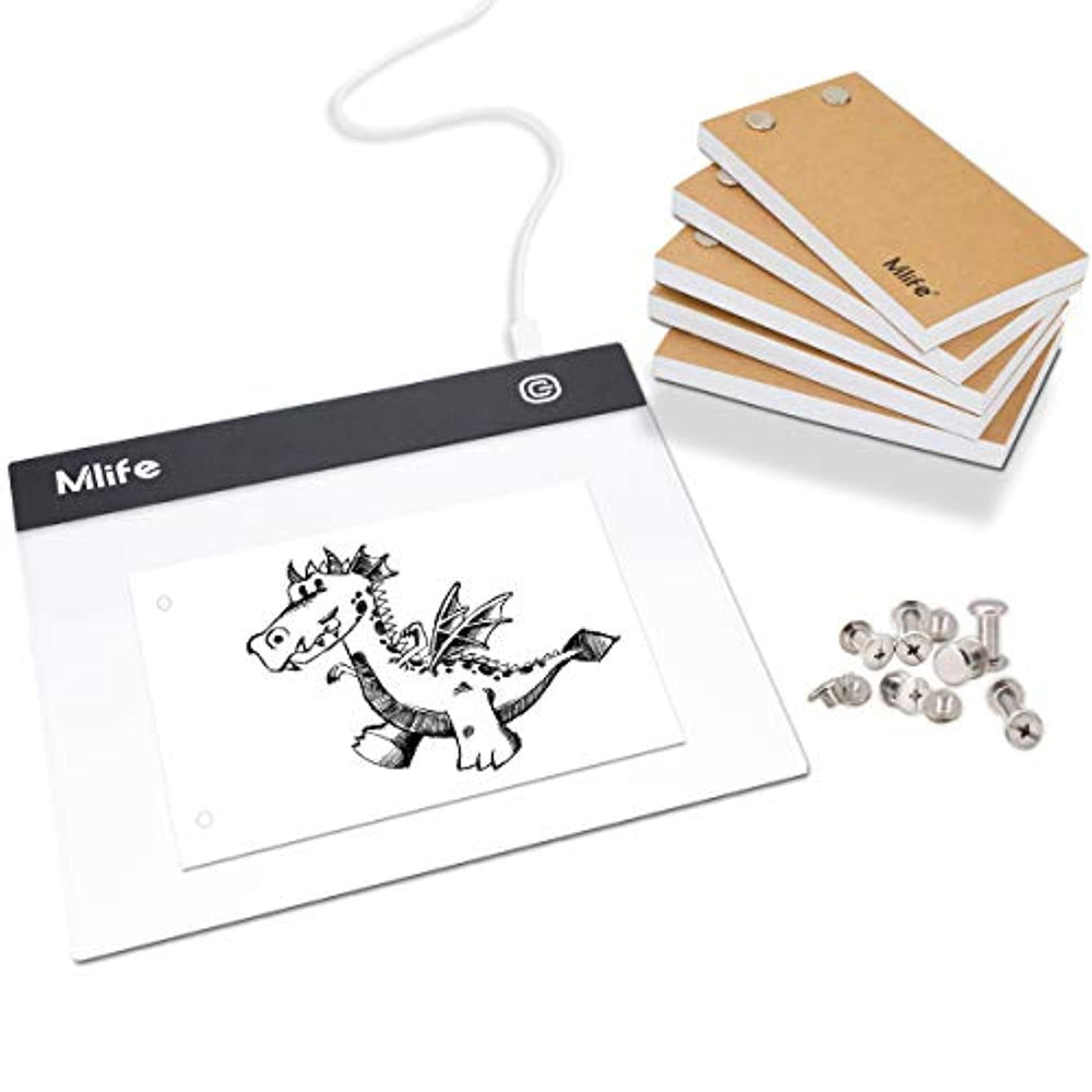 Mlife Flip Book Kit – Caja de luz LED A5 para dibujo y trazado y 300 hojas de papel de animación con tornillos de encuadernación para Flip Books A5 Flipbook Kit - Arteztik