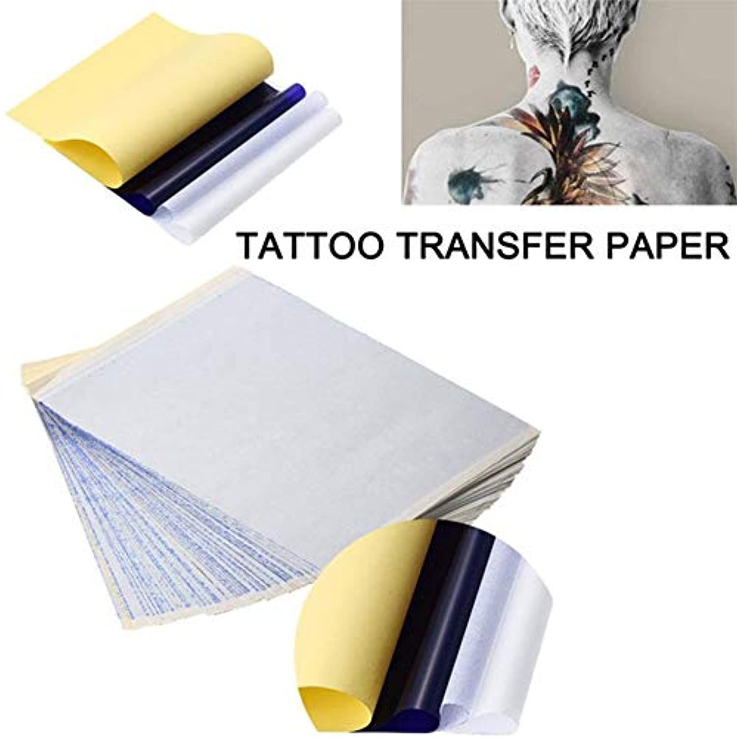Tazay - Papel de transferencia de tatuajes, 100 hojas, 4 capas, 8.5 x