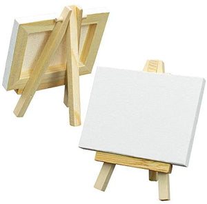 Set de caballete de lona de 3.0 x 3.0 in, tamaño grande, 12 unidades, pequeños paneles de lona blanco estirado y caballetes de madera para pintar manualidades, dibujo, decoración de regalo, proyectos de arte, manualidades, suministros de arte para niños - Arteztik