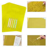 50 hojas de papel de transferencia de carbono con 5 lápices para repujado, papel de calco de carbono para lienzo, papel, madera, bricolaje, carpintería, pintura a mano (8.3 x 11.8 in) - Arteztik
