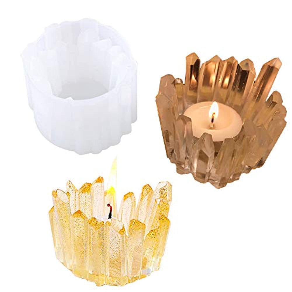 Portavelas de resina de silicona, moldes de resina para almacenamiento, fuente de almacenamiento de joyas, moldes de resina epoxi, para manualidades, contenedor de baratijas, caja de caramelo, candelabro, decoración de mesa para el hogar - Arteztik